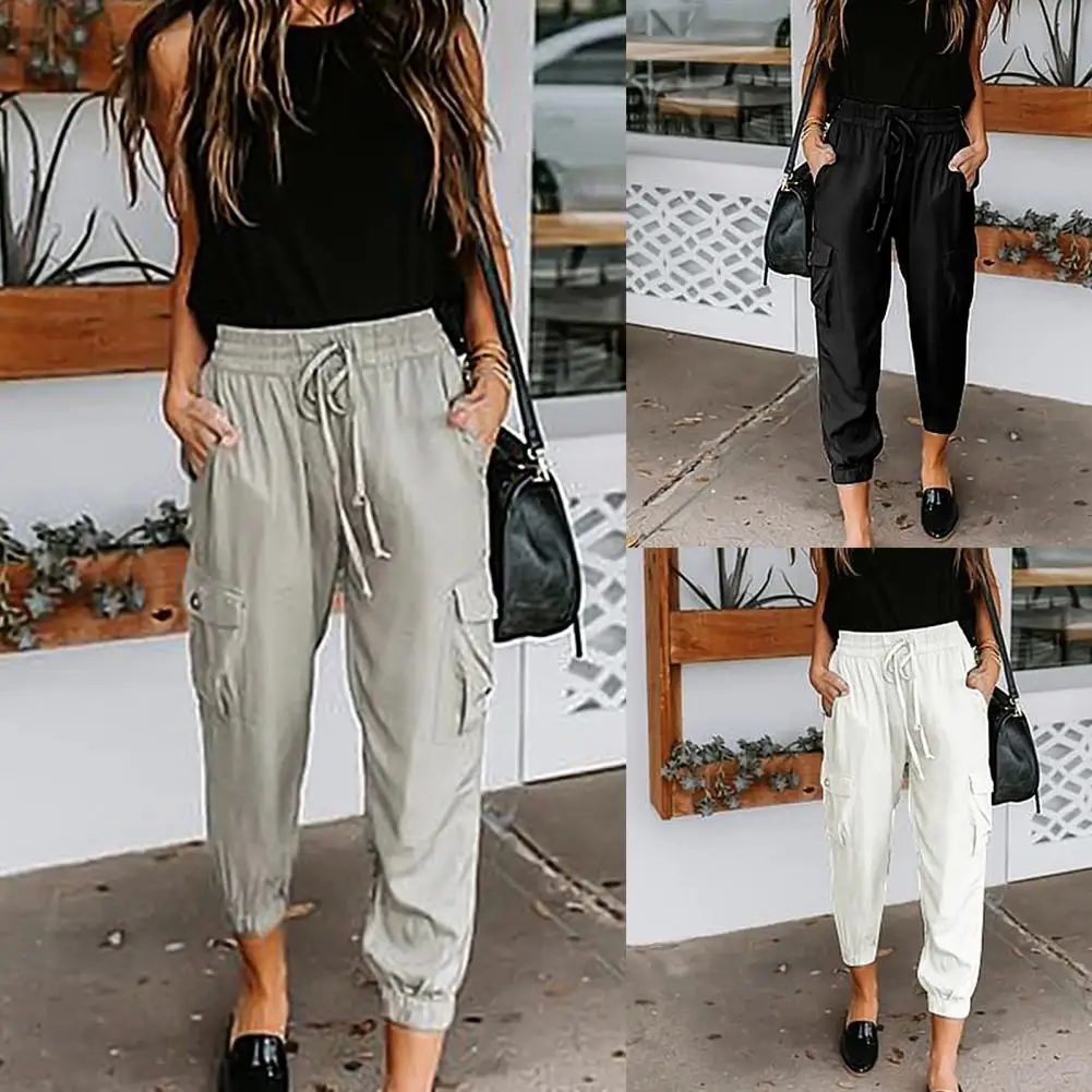 

75% HOT SALES!!!Casual Women Mid Rise Wide Leg Solid Color Pants Loose Trousers Outdoor Streetwear