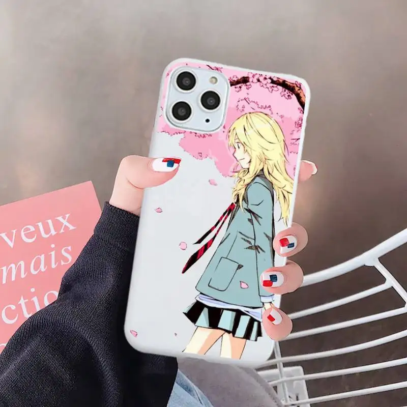 

Your lie in April art aesthetic cute anime Phone Case Candy Color for iPhone 6 7 8 11 12 s mini pro X XS XR MAX Plus