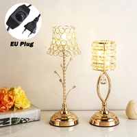 moonlux nordic eu plug crystal table lamp household g9 bedside night light romantic wedding candle holder eu plug