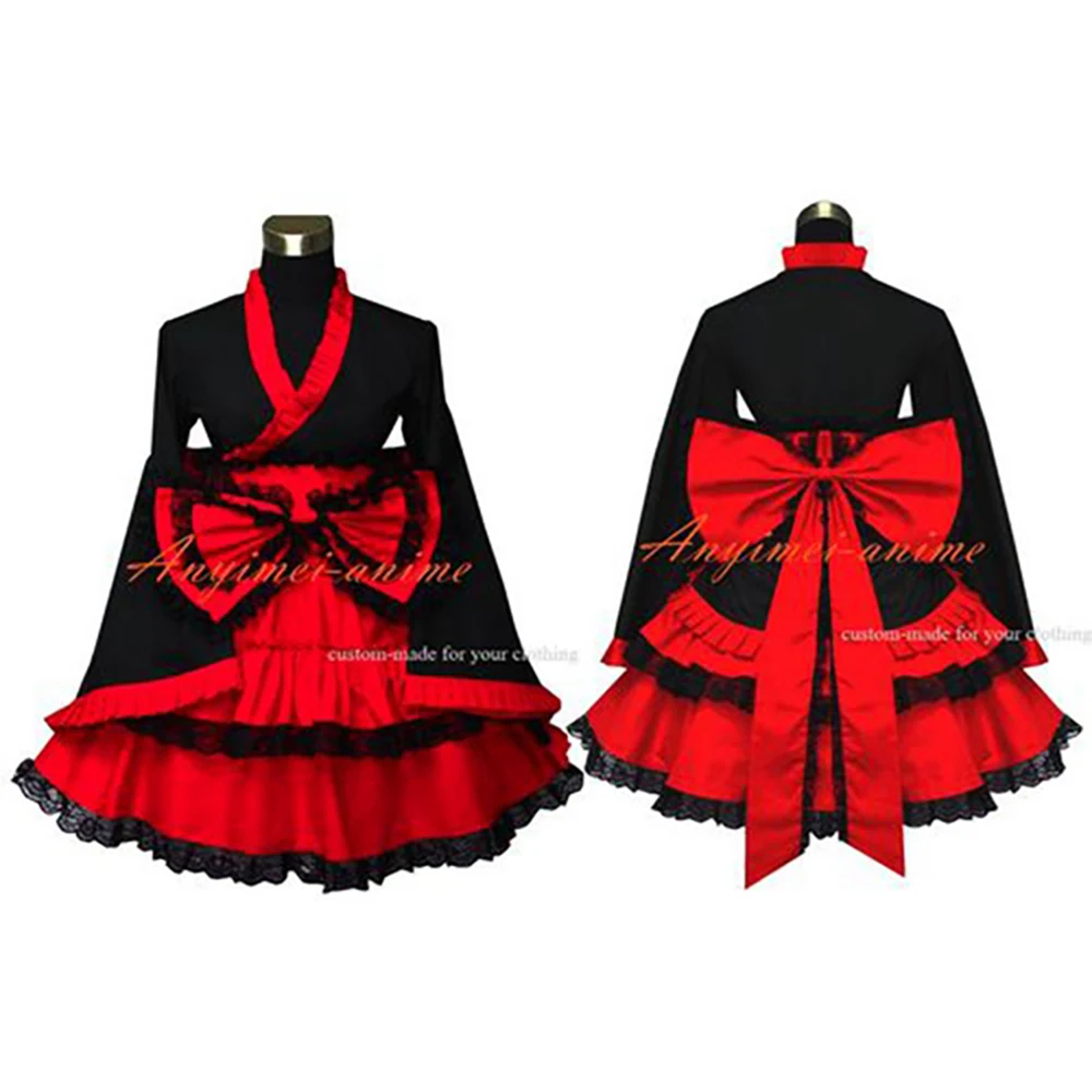 

fondcosplay Gothic Lolita Punk red black cotton Japan Kimono top skirt Cosplay Costume Custom-made[G545]