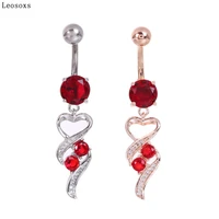 leosoxs hot sale stainless steel love heart pendant navel ring navel button navel button piercing jewelry