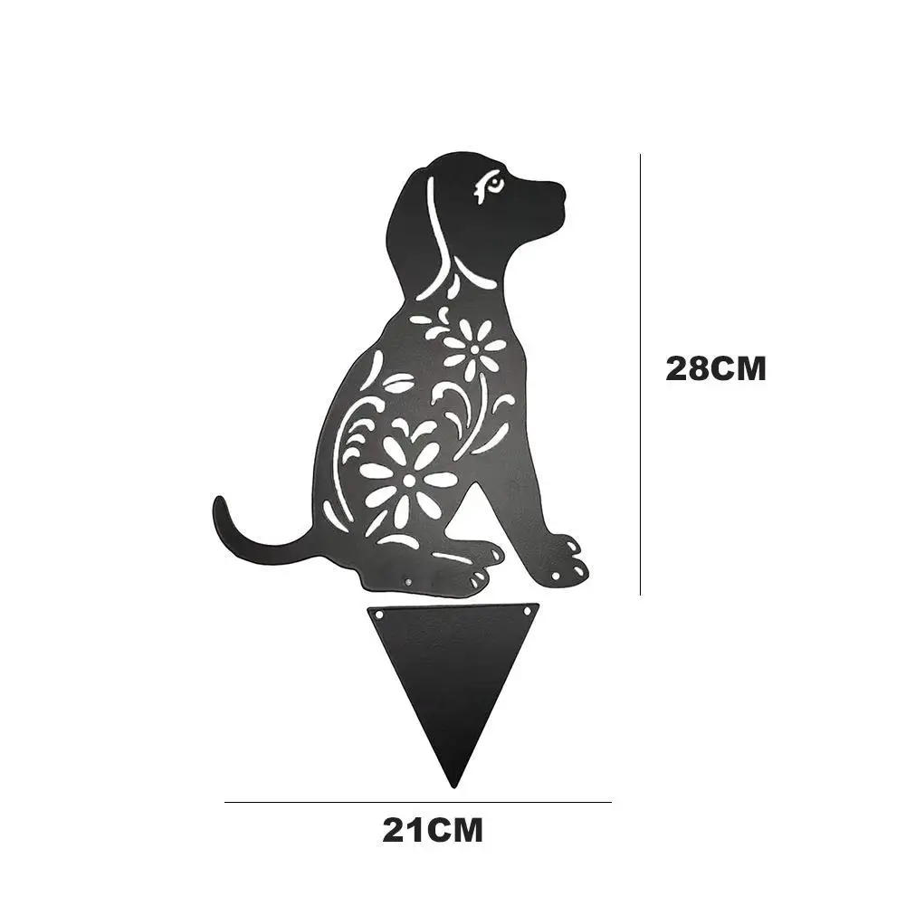 

Outdoor Metal Cat Dog Holllow Owt Cat Figure Ground Decoration Decor Garden Cat Black Iron Lawn Hollow Insert Manor Sculptu T1W6