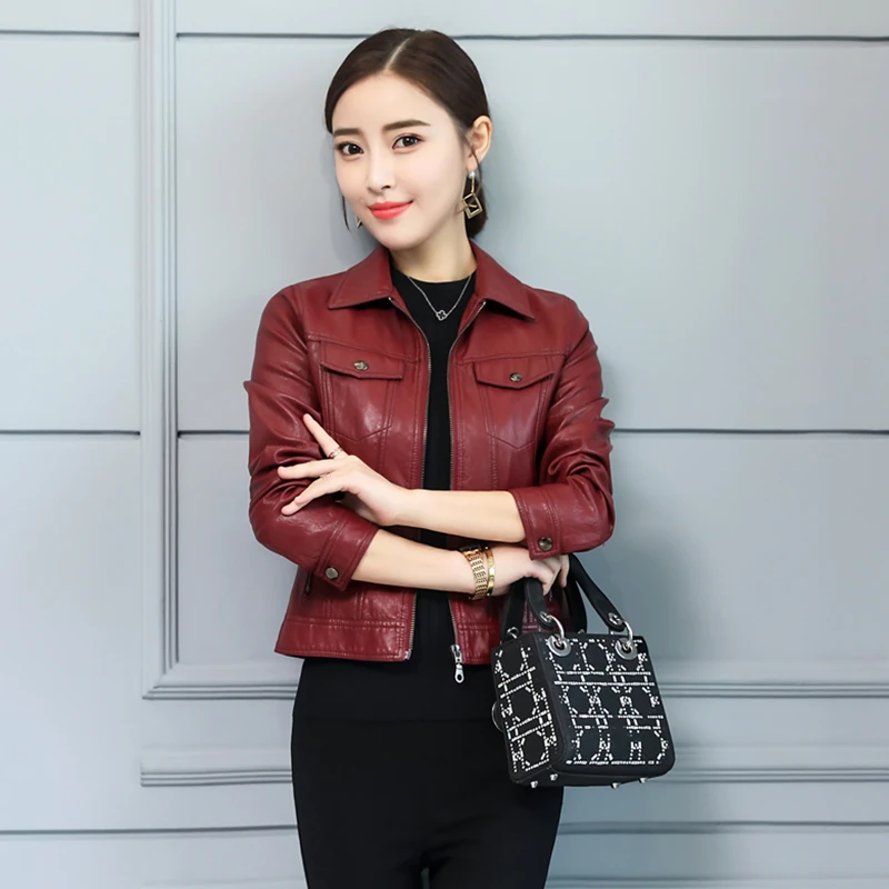 Женская короткая осенняя куртка из искусственной кожи Зимняя Толстая Мягкая