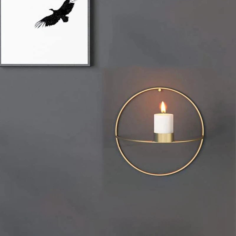 

Candle Holder Geometric Modern Style Metal Tea Light Candlestick Hanging Wall Ornaments Parties Events Home Decorations