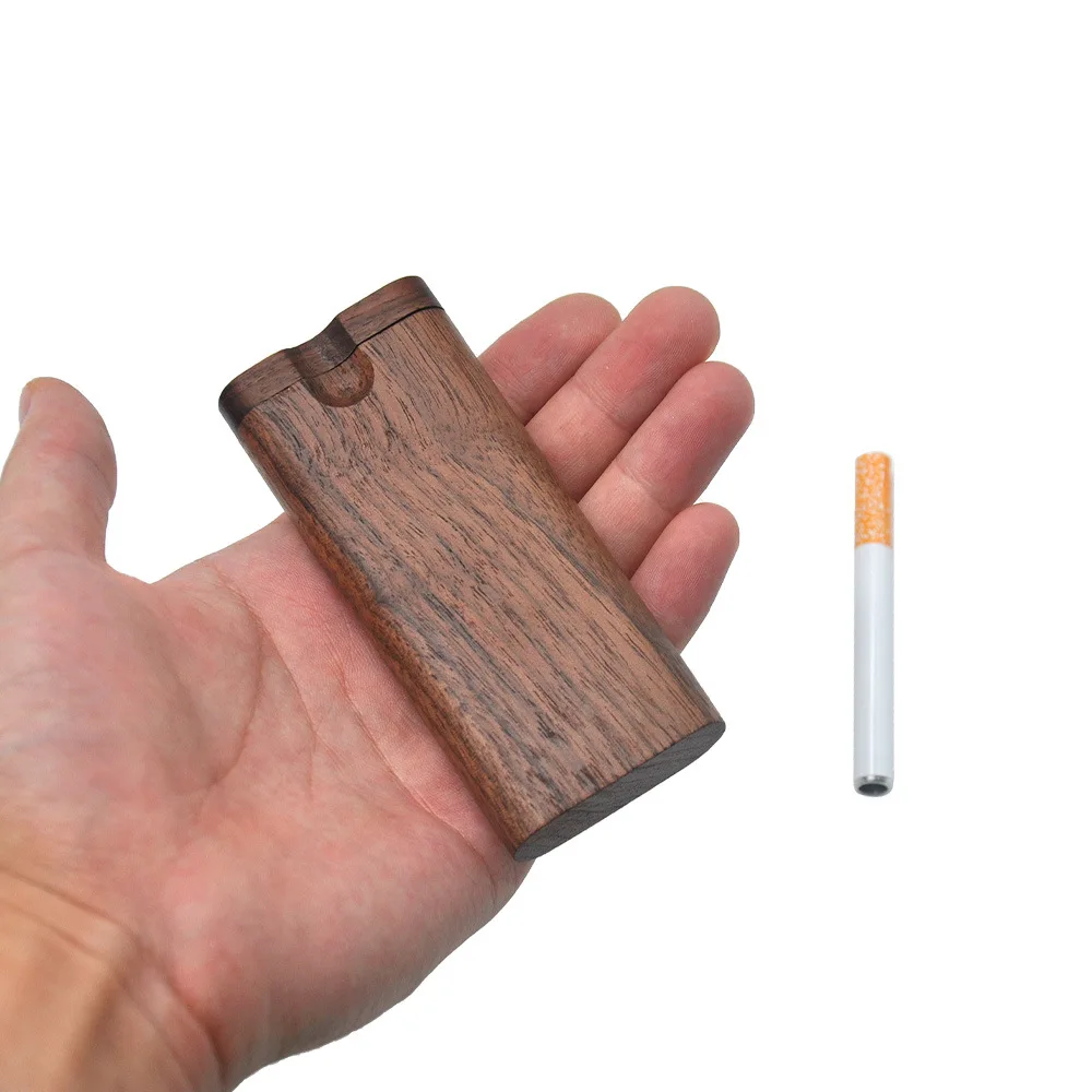 

10pcs Cigarette Wood Case Natural Handmade Wooden Dugout With Ceramic One Hitter Tobacco Smoking Pipes Portable Organizer Box