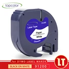 Лента для этикеток Topcolor 91200 91220 91330 12 мм, совместимая лента Dymo Letratag, черная на белой бумаге, лента LT100H