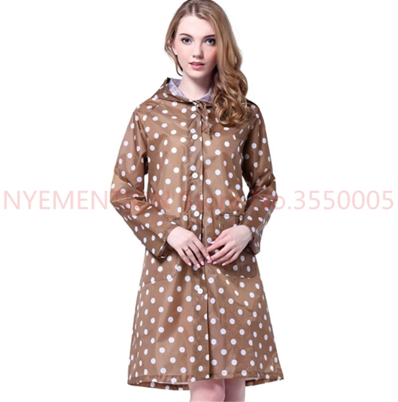 Женский плащ с капюшоном в горошек водонепроницаемый пончо для путешествий