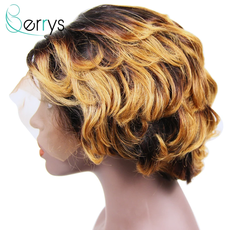 Парик из бразильских волос Pixie Cut короткий вьющийся парик Remy фронтальный с