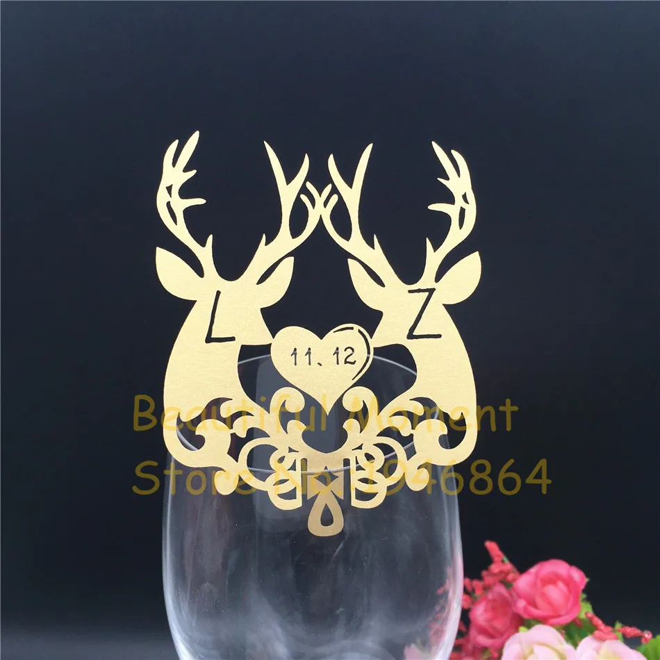 50 шт./лот табличка с изображением оленя винный бокал визитница карточка именем