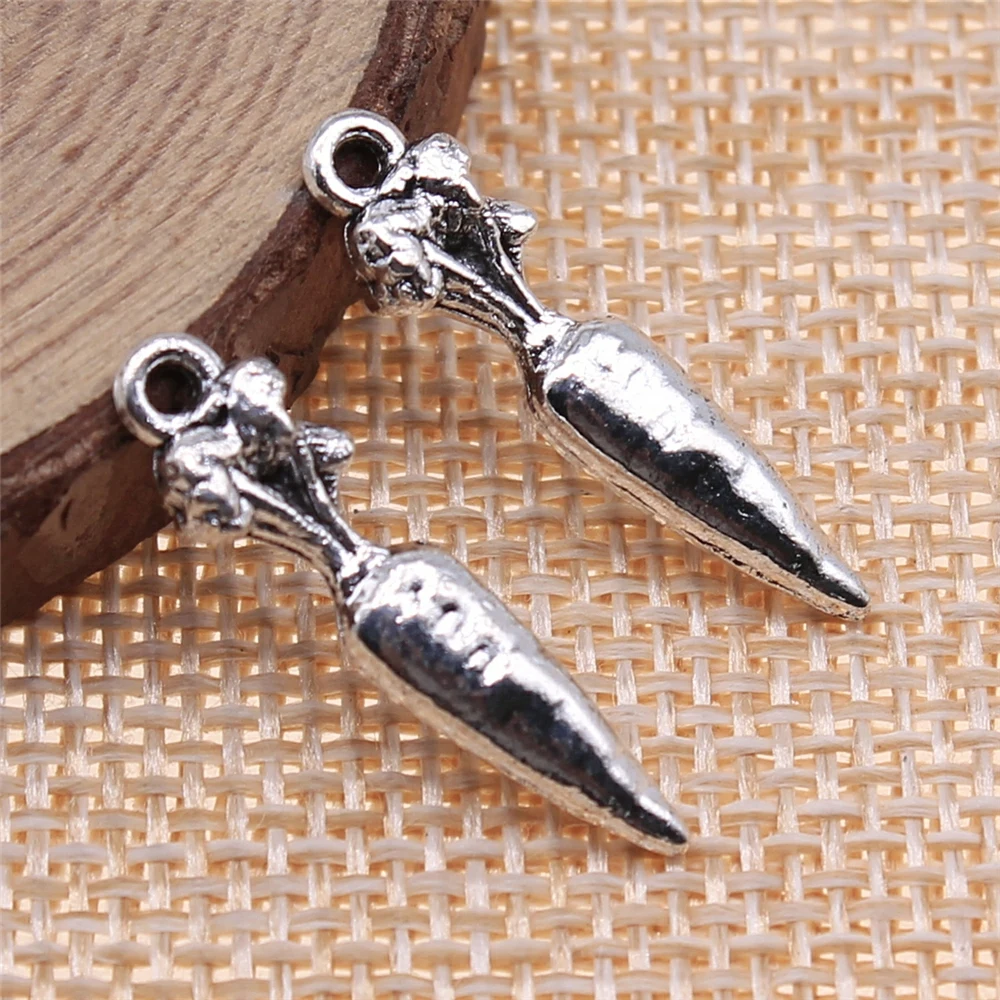 

10Pcs 25x5mm Antique Silver Color Carrot Charms For DIY Jewelry Making DIY Handmade Jewelry