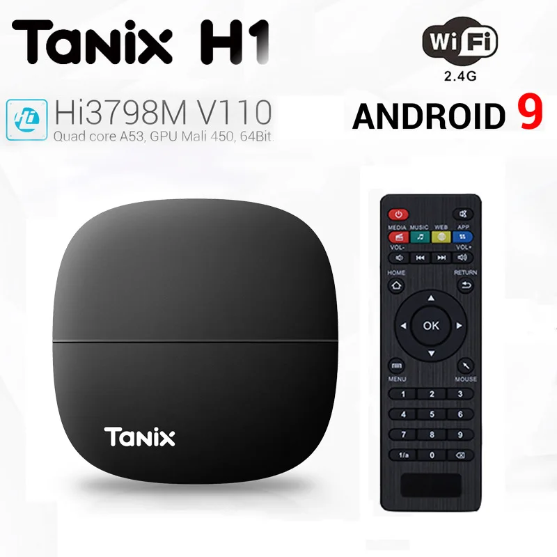 ТВ-приставка Tanix H1 на Android 9 0 четырехъядерный процессор Hi3798M LPDDR4 2 ГБ 16 Гб ПЗУ HDMI 4K