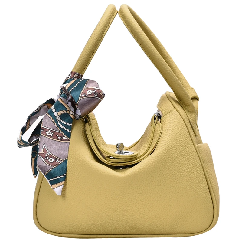 

Elegant Female Ribbon Tote bag 2021 Fashion New High-quality PU Leather Women's Designer Handbag Lock Shoulder Messenger Bag
