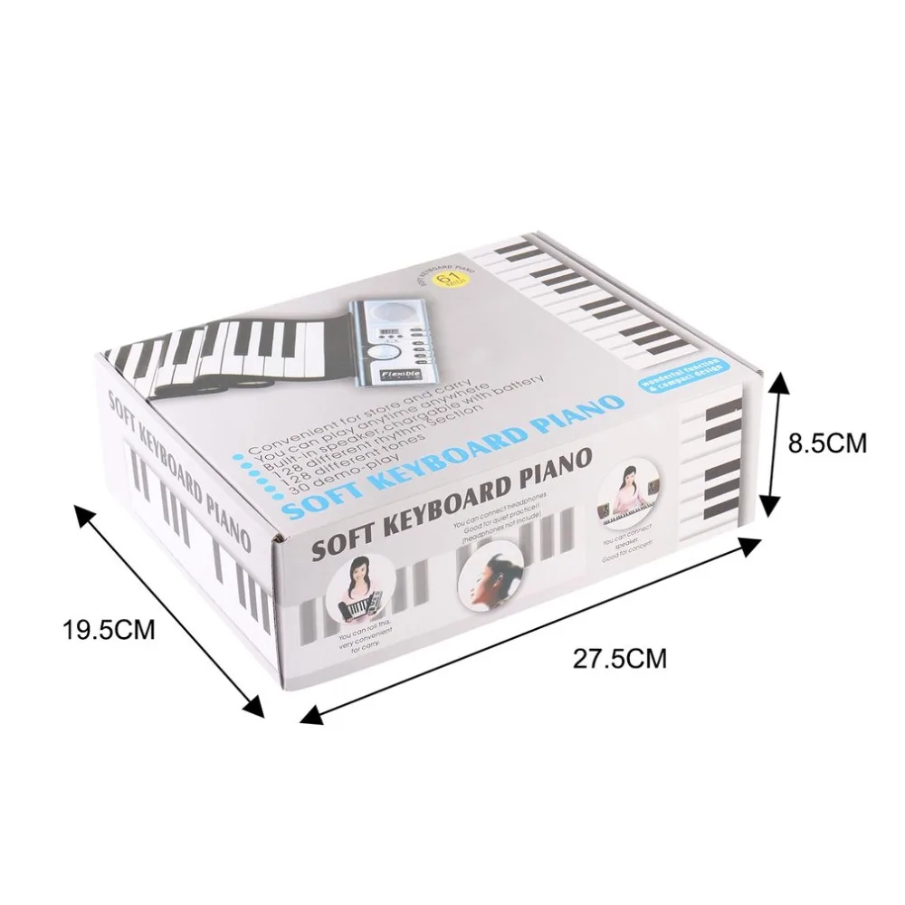 61 клавиша 128 тонов рулонная электронная клавиатура для пианино портативная