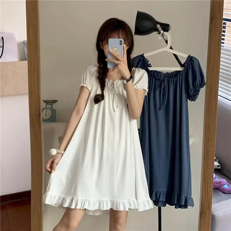 

2020 New Princess Style Dress Women Dresses Girl Sweet Cute Japanese Thin Nightdress Summer Soft Sister Pajamas Home Service