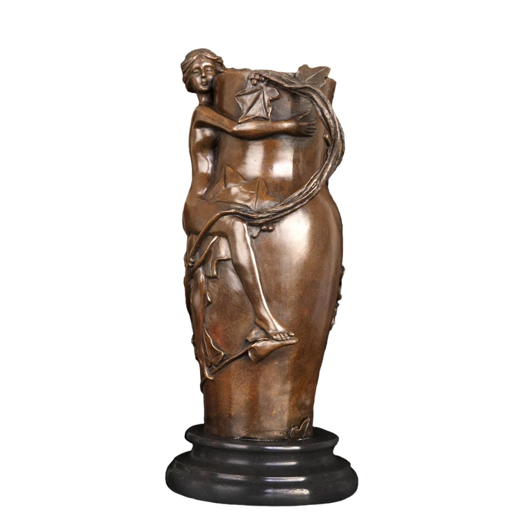 Bronze casting home decoration lady with vase statue sculpture for sale