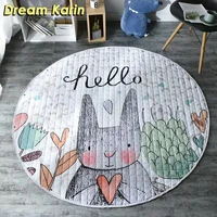 cartoon kids room carpet round 150150cm fox baby play mat patchwork picnic blanket non slip tapetes portable rugs for bedroom