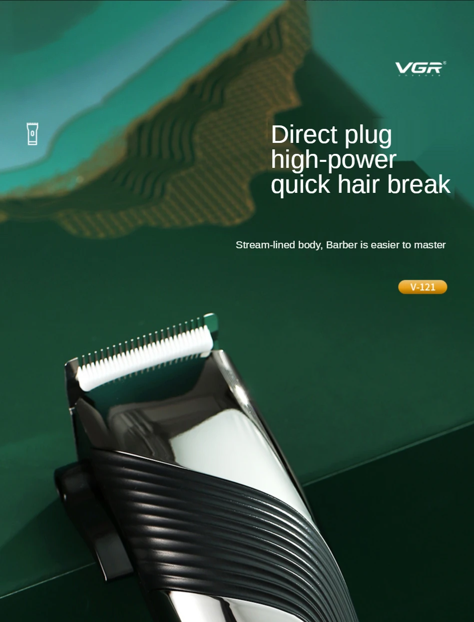 

VGR Hairdresser with Wire Electric Push Home Hair Clipper Shaving Salon Plug-in Set V-121