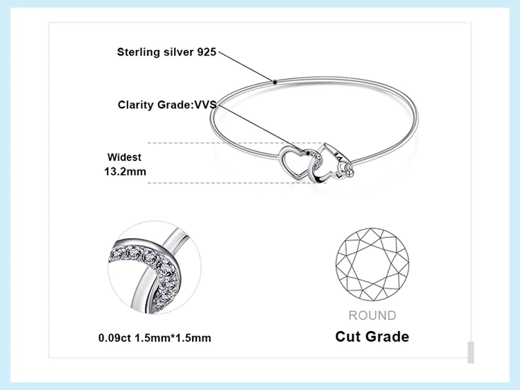 JewelryPalace кубического циркония переплетенные две любовь сердца браслет 925 пробы Серебряный Подарок для новинки женщин Роскошные браслеты