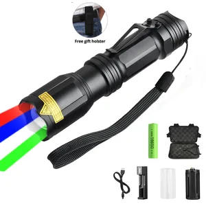 4in1 tactical zoomable led flashlight redgreenbluewhite light torch outdoor flight waterproof with 18650 battery charger free global shipping