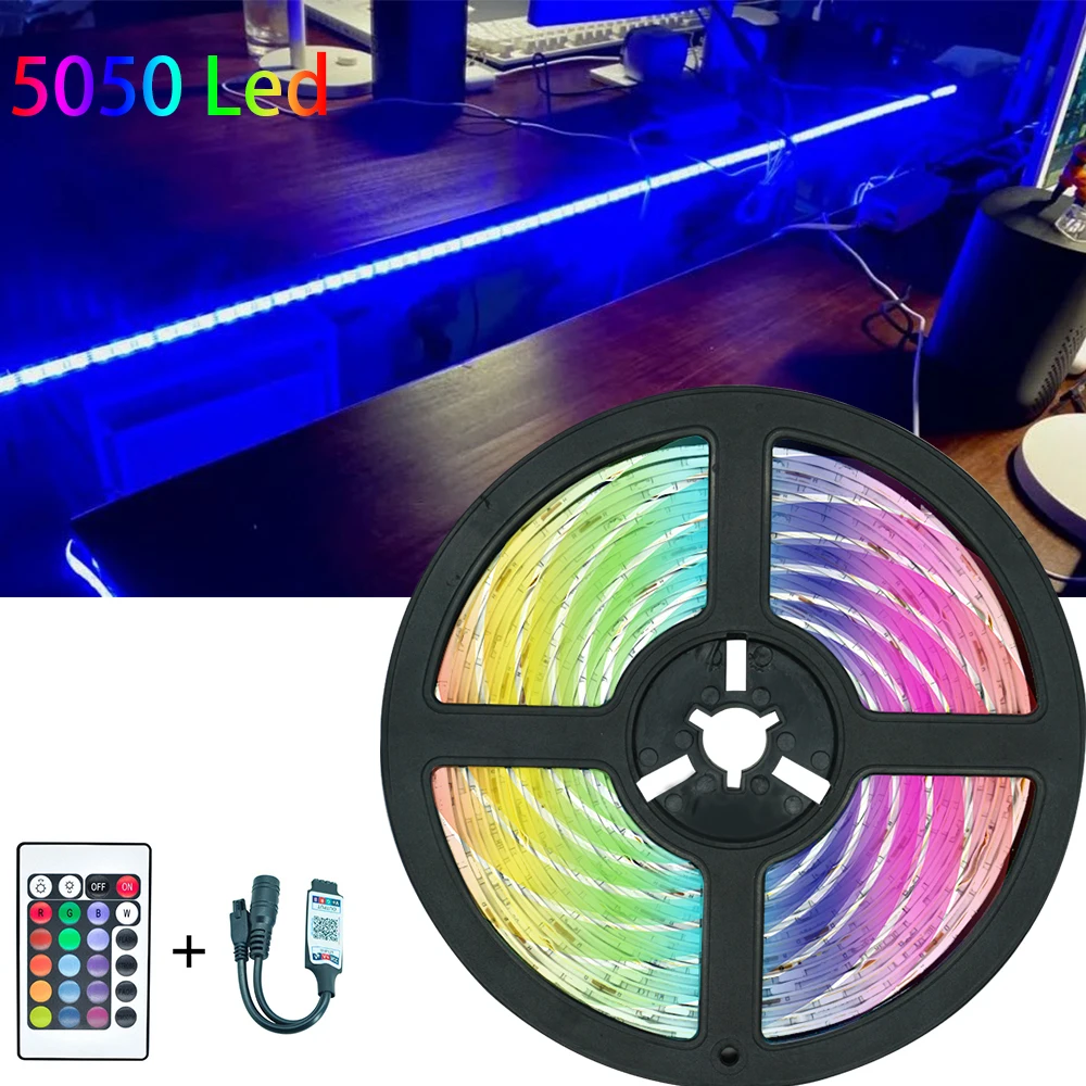 

LED Strip Light RGB 5050 SMD2835 Flexible Ribbon Luces led Tape Diode DC 12V Bluetooth For Bedroom TV BackLight Tik Tok DLY