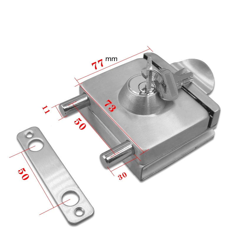 

Free Shipping Glass Door Lock Security Bolt Latches No Opening Household Ornamentation Hardware Part