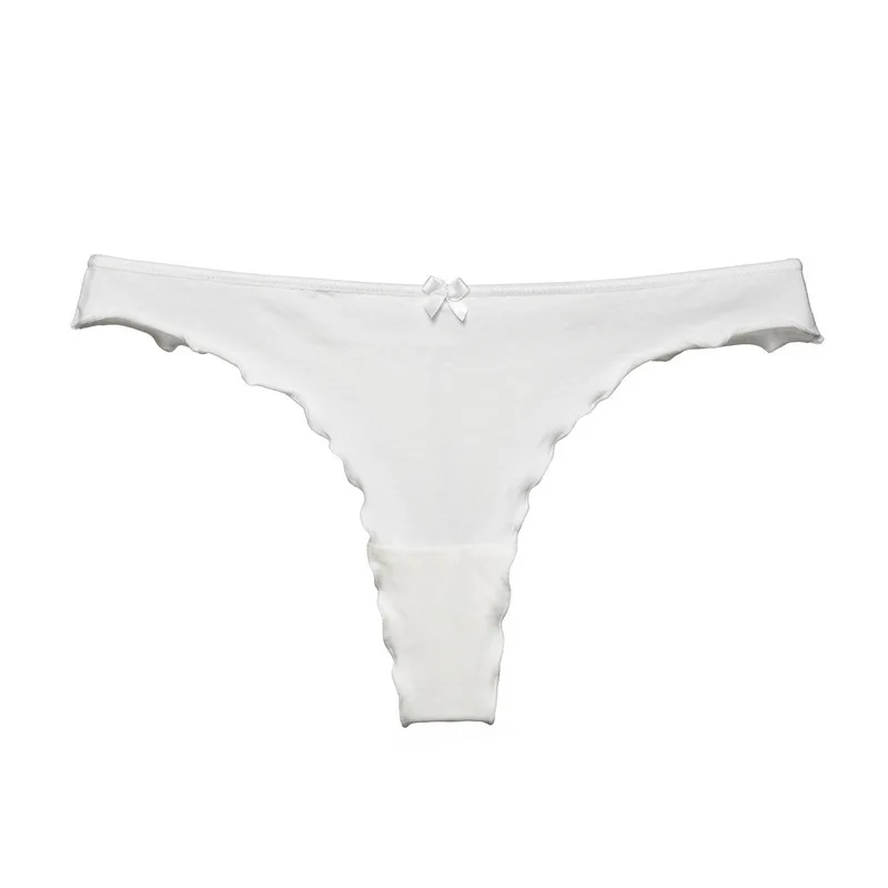 

women`s lingerie sexy thong cotton wavy edge ladies underwear seamless simple T-back teen girl panties femme g string