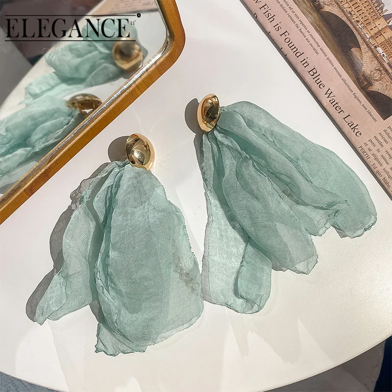 ELEGANCE11 серьги с цветочным кулоном шелковая ткань Материал 5 Цвета жемчужная