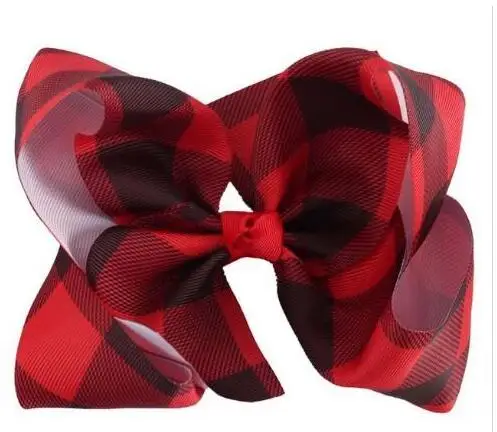 Плед волосы бант зажим для волос 7 дюймов Большой Красный заколка с клетчатым