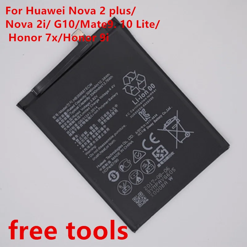 Новый аккумулятор 3240 мАч HB356687ECW для Huawei Nova 2 plus/Nova 2i/ G10/Mate9 10 Lite/ Honor 7x/Honor 9i P30 lite Mate SE +