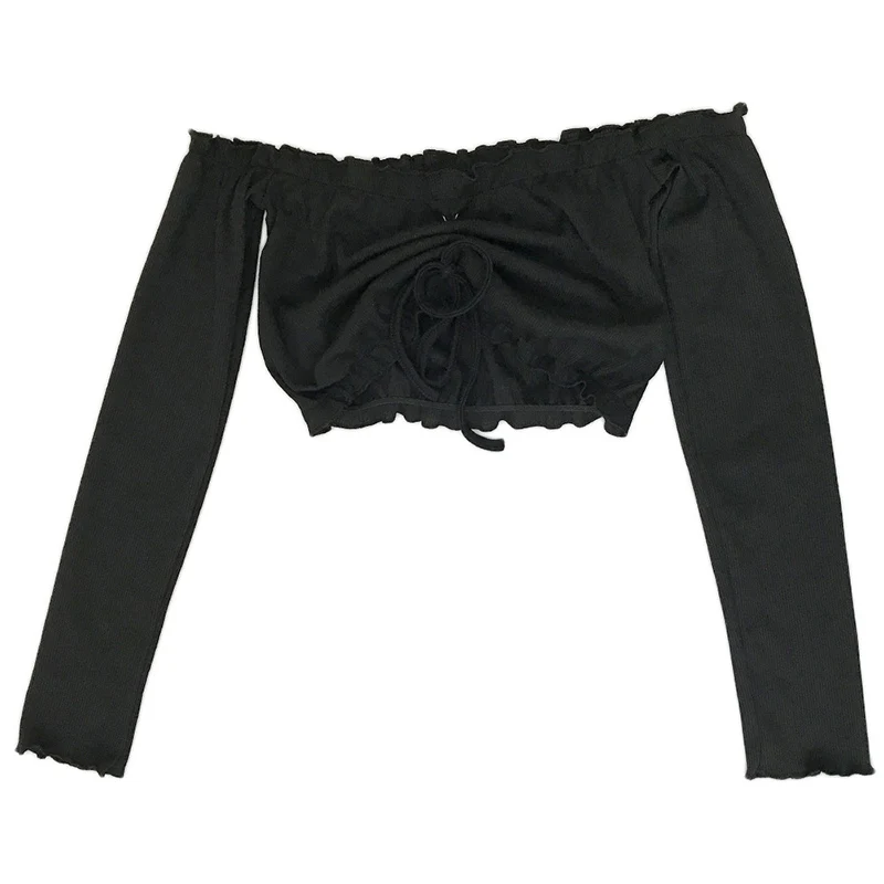 

Backless Sleeve Short T-shirt Women Square Collar Summer Top Women Bow Tie Sexy Women T shirt