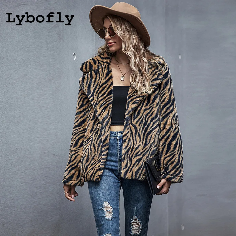 Женское повседневное пальто из меха и искусственного с отложным воротником