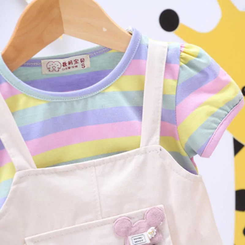 

Fashion Children Summer Casual Wear Newborn Infant Girls 2021 New Rainbow Striped Skirt Baby Kids Vitality Cotton Clothing