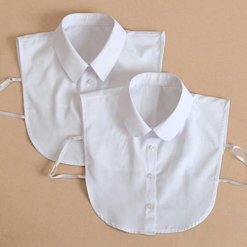 

Women Cotton Adult Detachable Lapel Shirt Fake Collar Fashion Solid Color False Blouse Neckwear Clothing Accessories