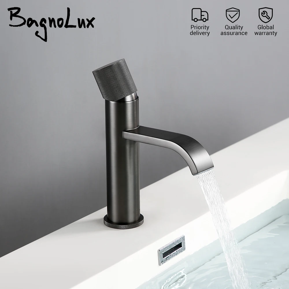 

Bagnolux Brass Gunmetal Single Hole Deck Mounted Single Handle Cold Hot Mixer Sink Falls Tap Basin Water Tapware Bathroom Faucet