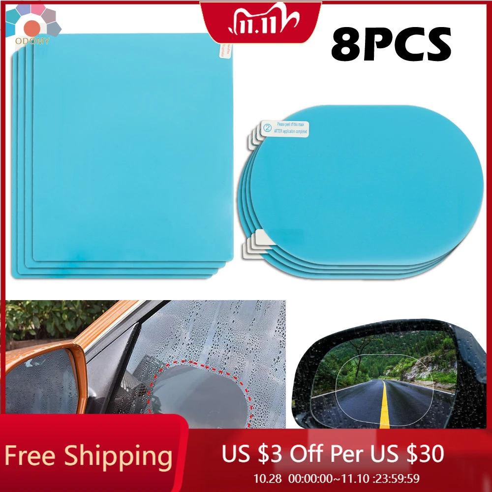 

8pcs / set Rearview mirror protective film Anti fog Rainproof film for car windows Waterproof membrane