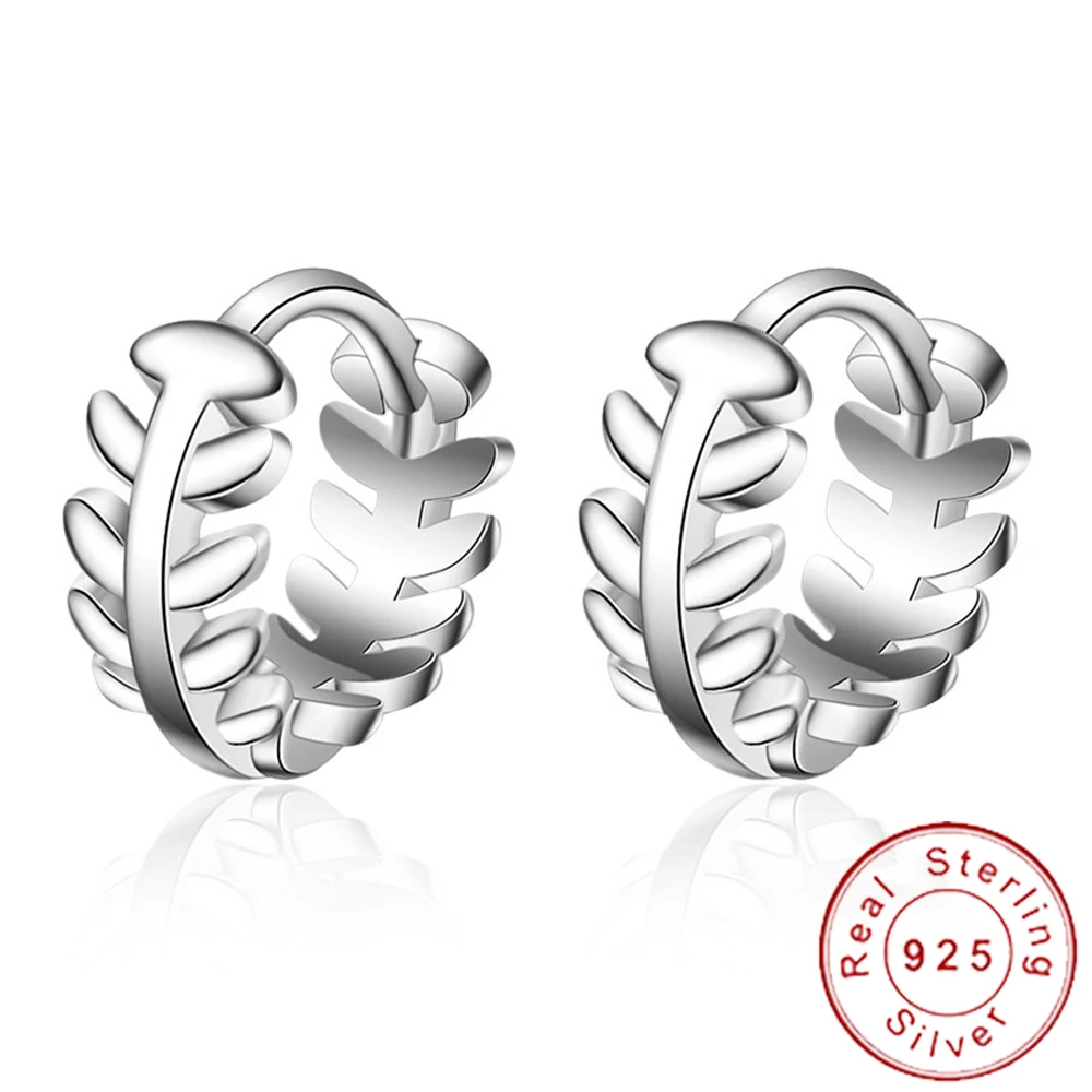 Минималистичные серьги в виде листа из стерлингового серебра 925 пробы маленькие