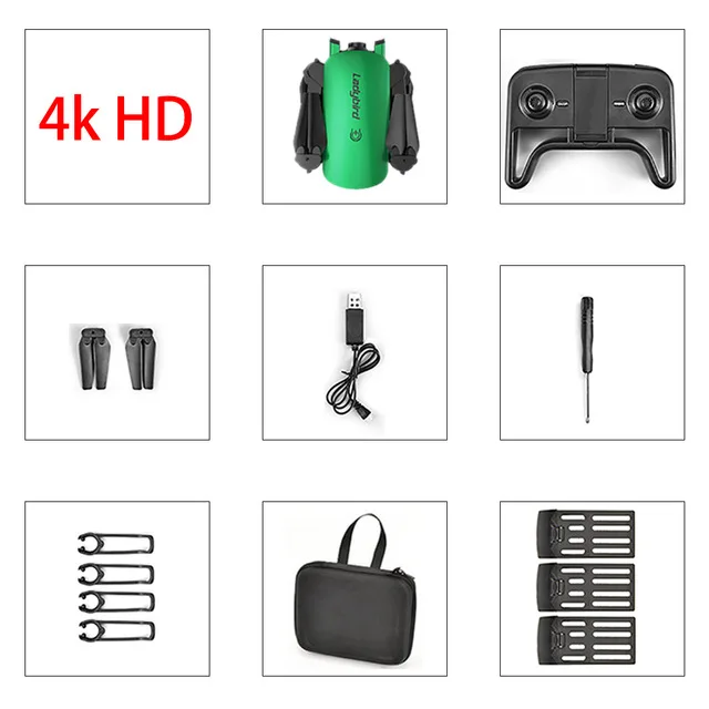 4K green 3 battery Складной мини Радиоуправляемый квадрокоптер R8 4k селфи Дрон HD Двойная камера FPV Божья коровка удержание высоты оптический поток Радиоуправляемый Дрон вертолет - Цвет: 4K green 3 battery