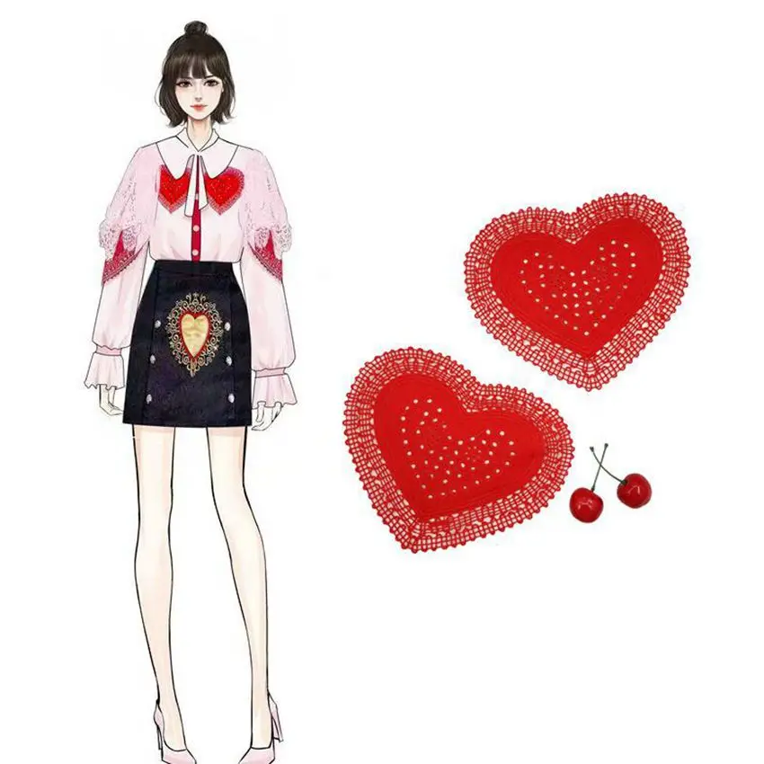 

1 Piece Red Heart Gold Sequin Patches Sew on Embroidery Applique Patch for Clothes Parches DIY Handmade Ornaments Accessories