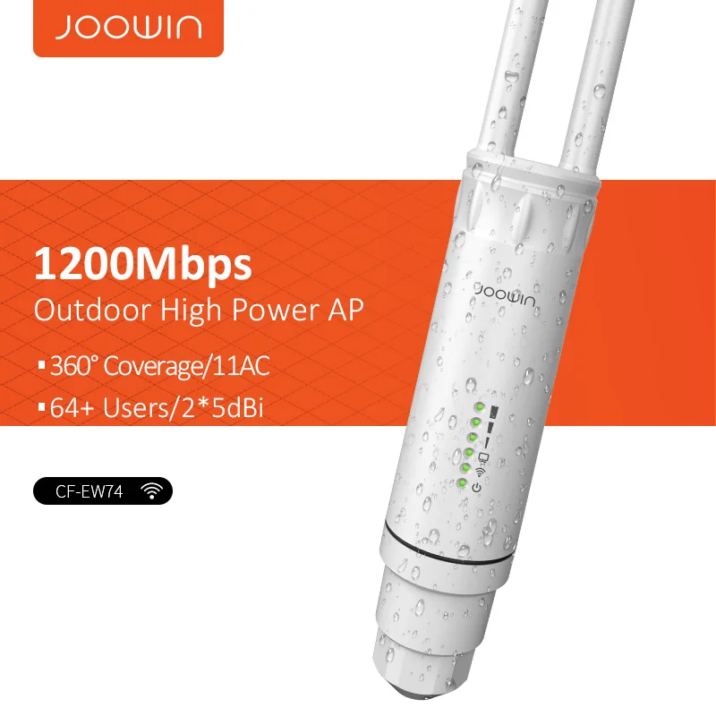 JOOWIN High Power Dual Dand 2.4GHz & 5GHz AC1200 Outdoor Wireless Repeater/AP/WIFI Router 1200Mbps Long Range Extender PoE