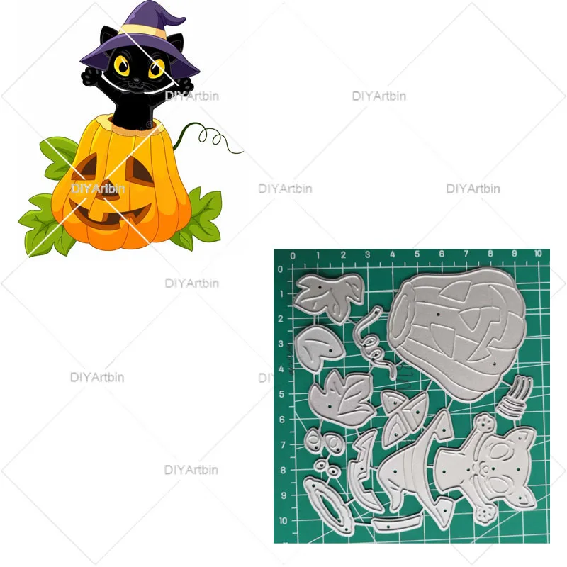 Хэллоуин трафарет в виде кошки Вырубные штампы для поздравительных открыток