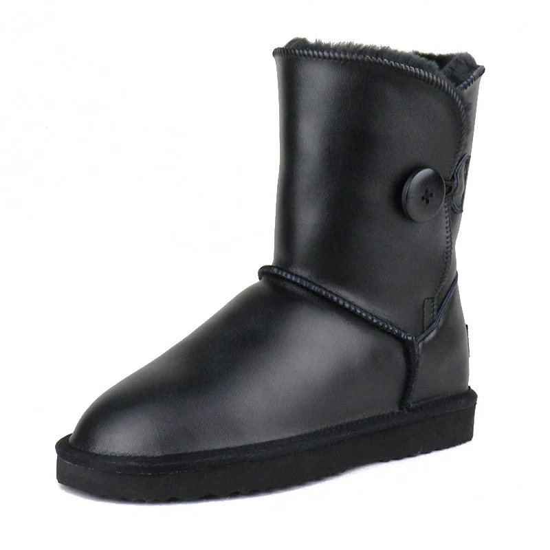 Metal black ; модные зимние сапоги; Коллекция года; классические зимние сапоги из натуральной коровьей кожи; mujer; зимние сапоги из натуральной кожи - Цвет: Metal black