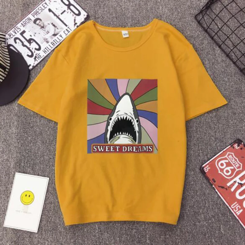 

Top Woman Spring Summer SWEET DREAMS Print Short Sleeve O Neck Womens Tops Loose Woman Tshirt T-shirt