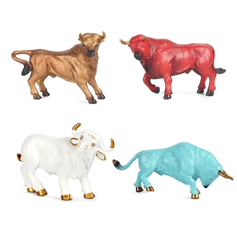 The New Simulation Solid Wild Animal Model Bull Bison Ranch Cow Set PVC Animals Action Figures Toys Children's Christmas Gift images - 6