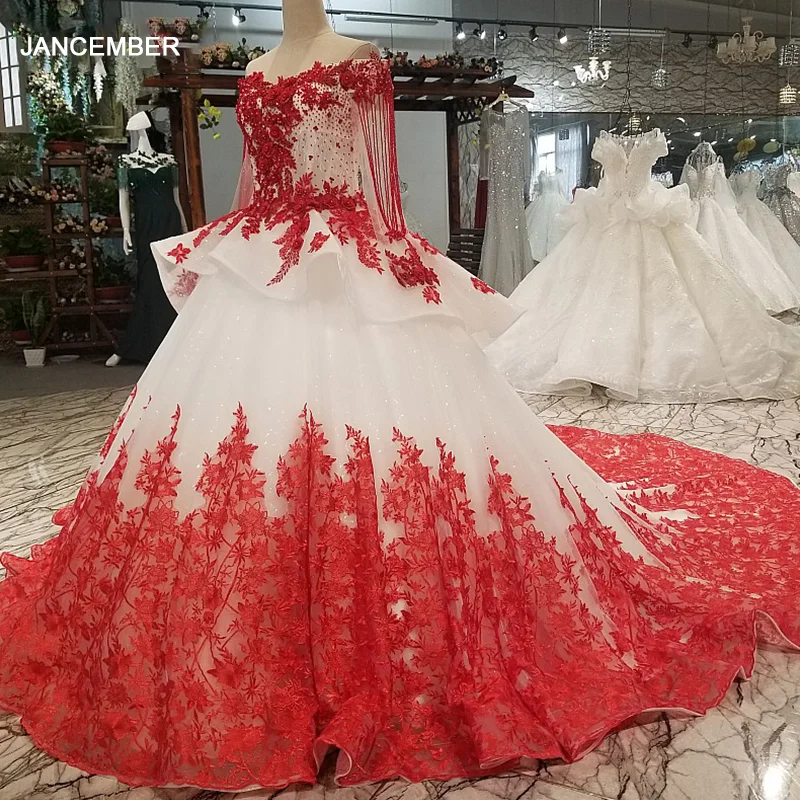 LS05410 сексуальный с плеча красные цветы вечернее платье длинные рукава