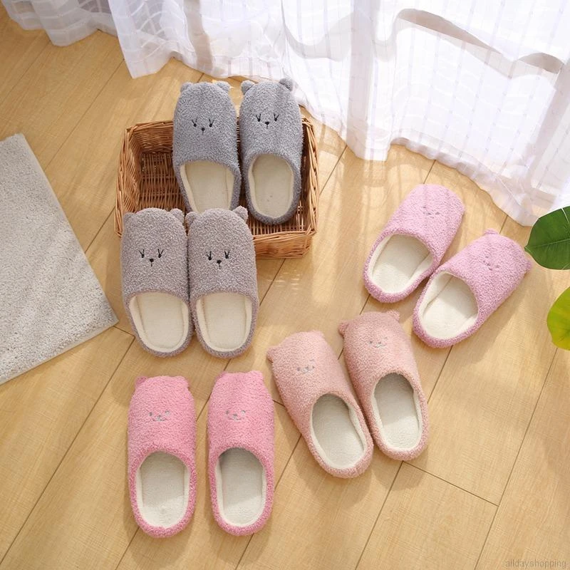 

Soft Cotton Slippers Suede Non-slip Slippers Cute Small Ear Slippers