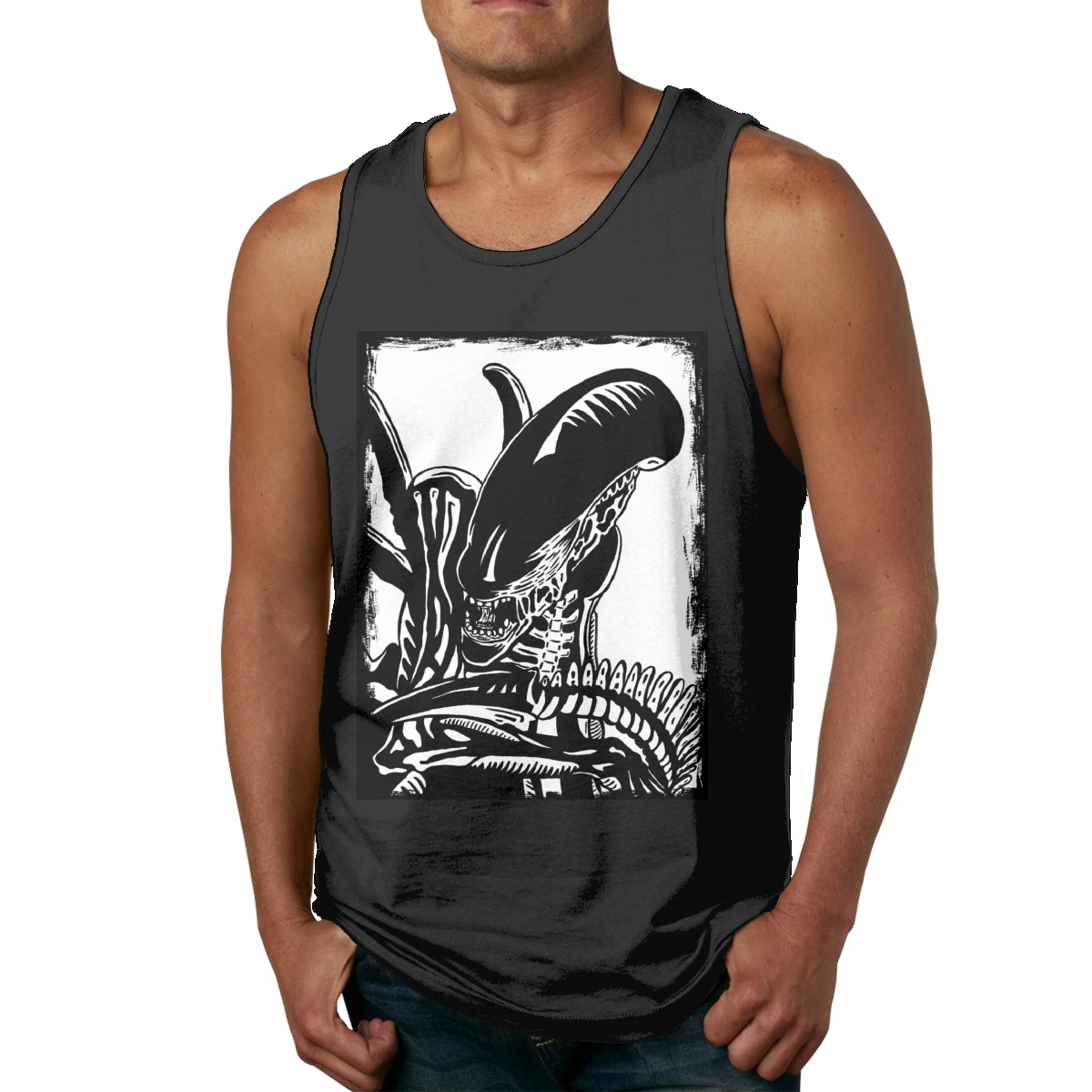

Xenomorph Alien Tank Top High-Q Crewneck Retro Stylish Cotton Sleeveless Shirt
