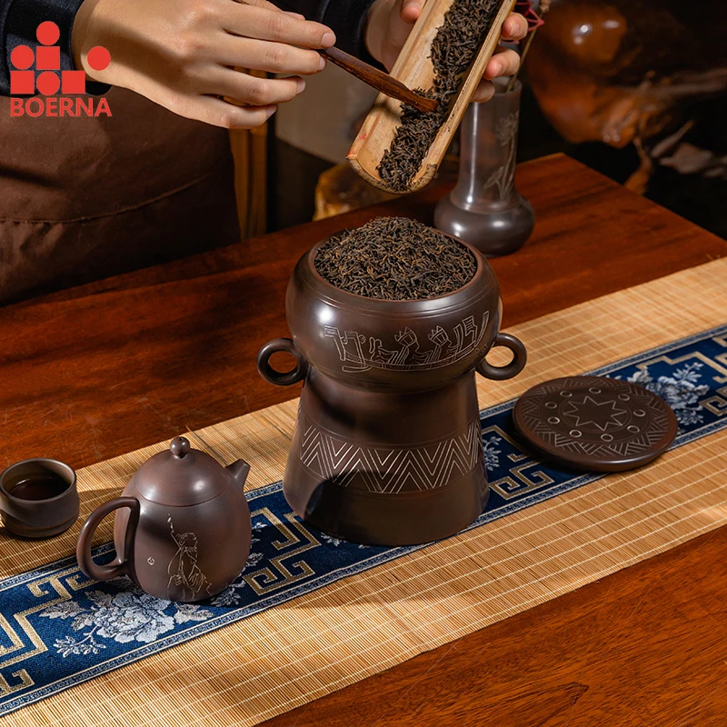 Коробка для хранения глиняного чая BOERNA Nixing, сахарница, фарфоровый чайный органайзер, керамическая банка для 500 г Liubao, банка для хранения чая для Puer (art.: 3920ba00a75ab) - 3920ba00a75ab