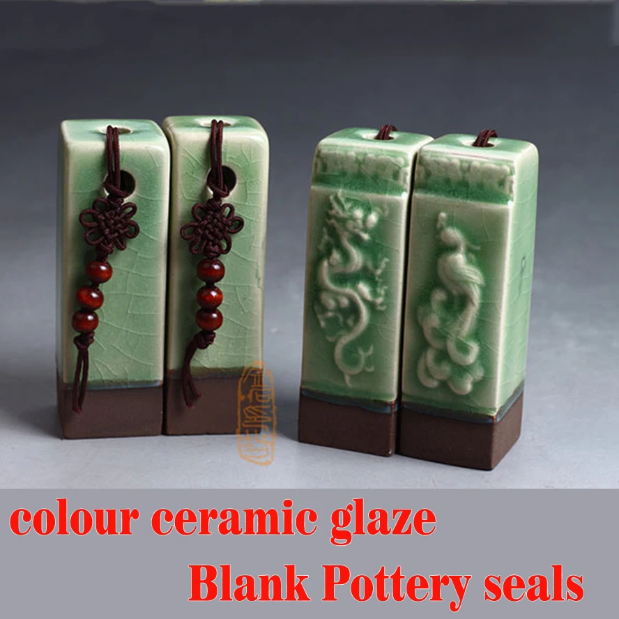 1 Piece Blank Pottery Seal Colour Ceramic Glaze Stamp for Seal Cutting  Practice Signet Gift Box