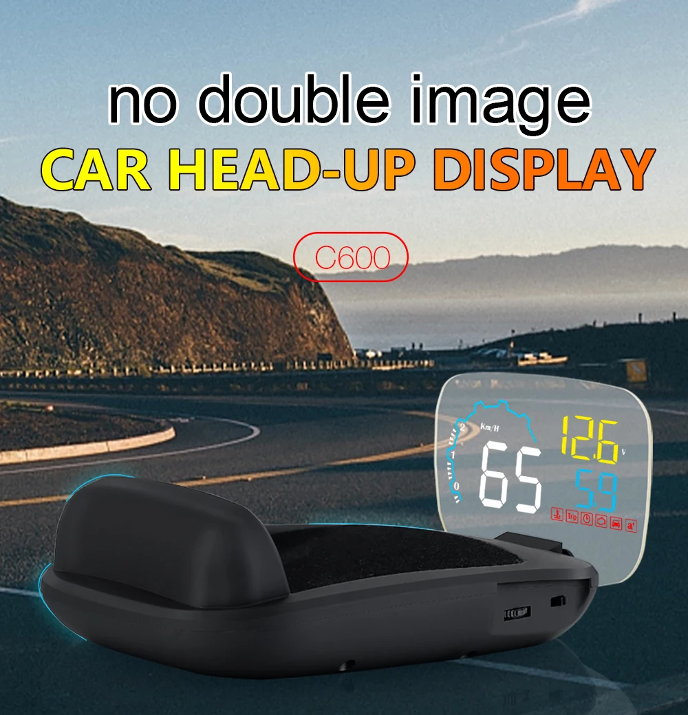 Geyiren C600 Автомобильный Hud Дисплей OBD Автомобильный Автоматический сигнал превышения скорости вождения компьютера автомобиля Hud