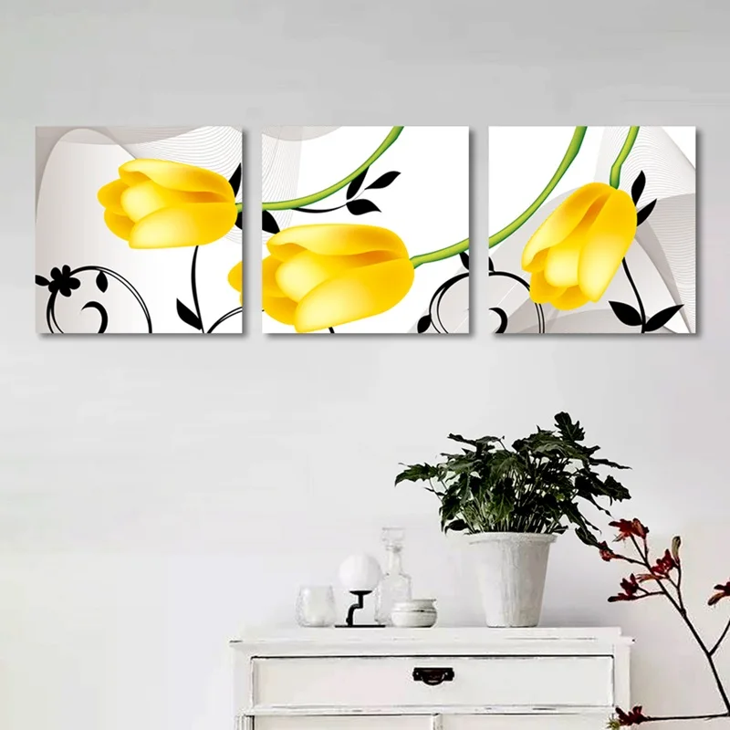 Абстрактный Яркий желтый тюльпан Художественная печать на холсте Живопись Для